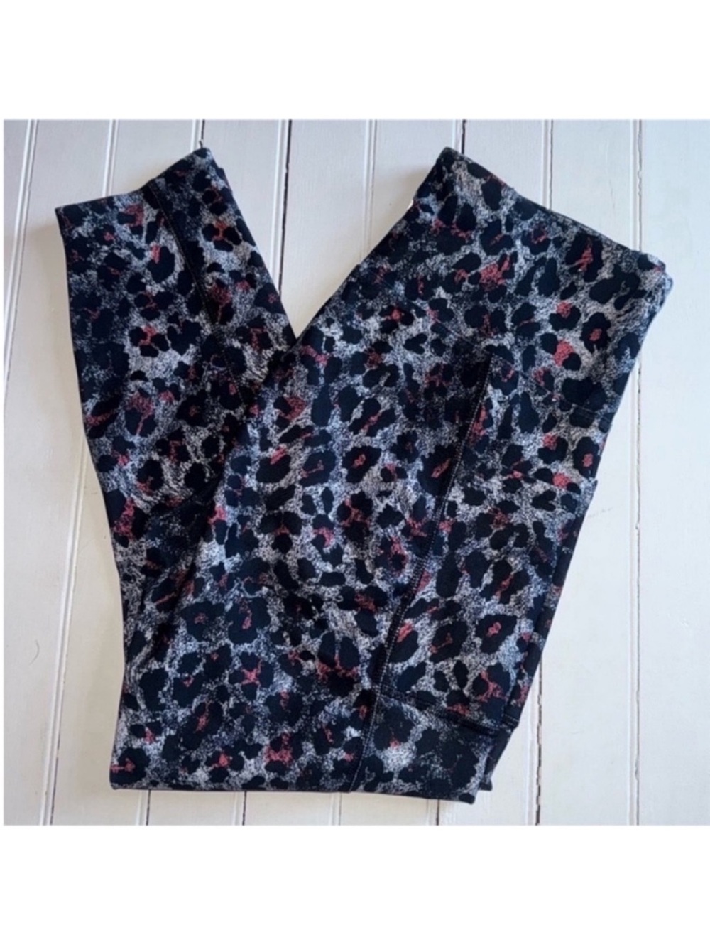 Bally Leggings Black Leopard Print Size L